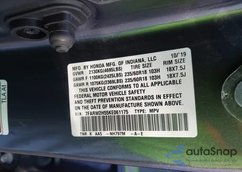 2019 Honda Cr-V Ex z USA, uszkodzony, nr VIN 7FARW2H55KE061175